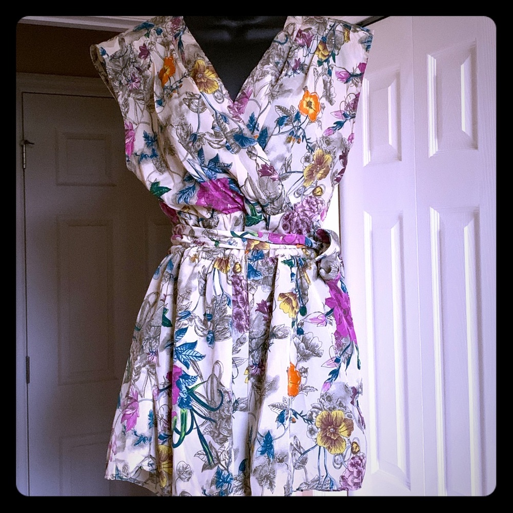 Floral, White Romper
